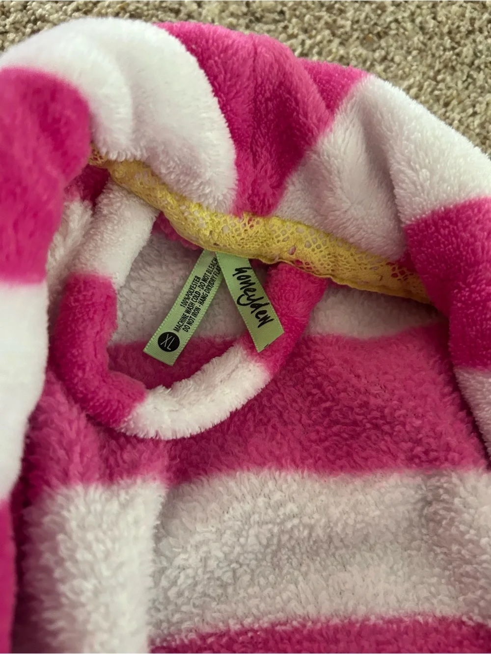 XL Honeydew Pink and White Striped Robe